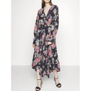 IRO Sz 42 FR / US 10 Dress Floral V-Neck Maxi Preppy Luxury Classic Designer